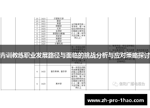 青训教练职业发展路径与面临的挑战分析与应对策略探讨